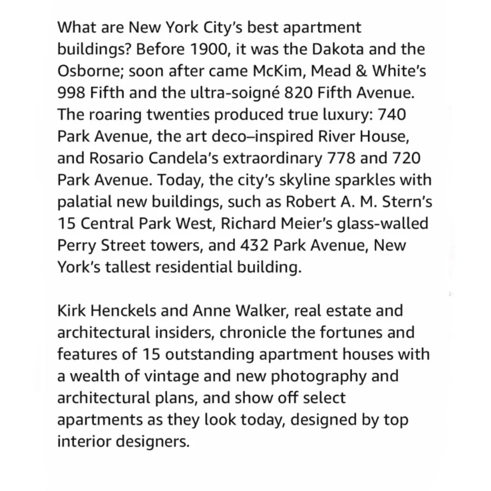 New York’s Most Exceptional Apartment Buildings Coffee Table Book